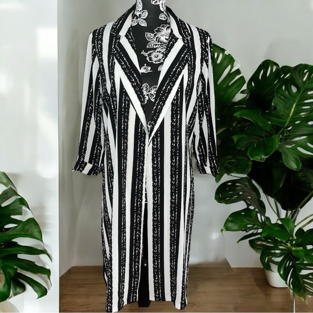 Ashley Stewart Open Front Striped Kimono